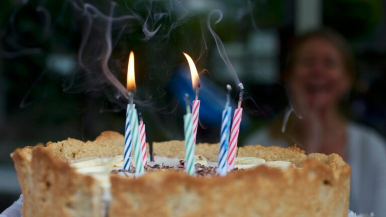 Alles Gute zum Geburtstag – Geburtstagstorte mit brennenden Kerzen